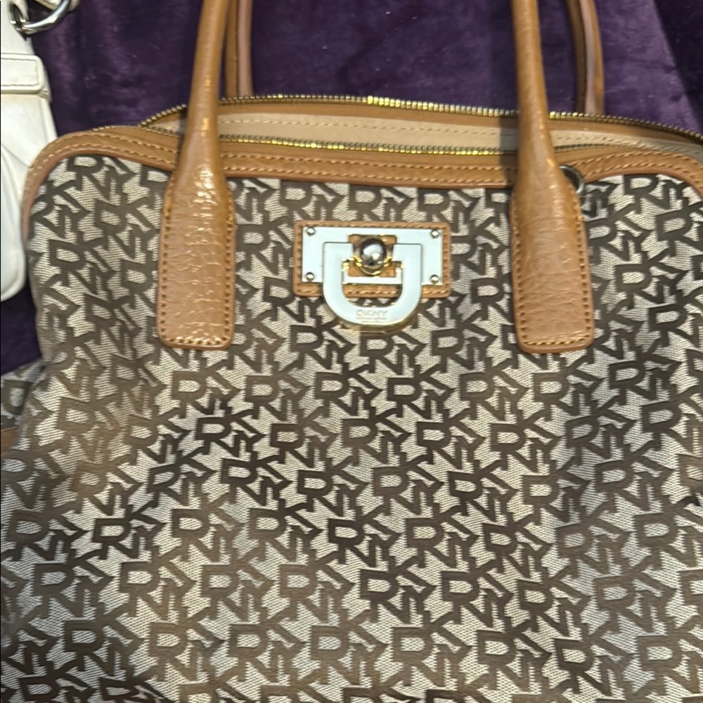 DKNY Brown Monogram Tote Bag